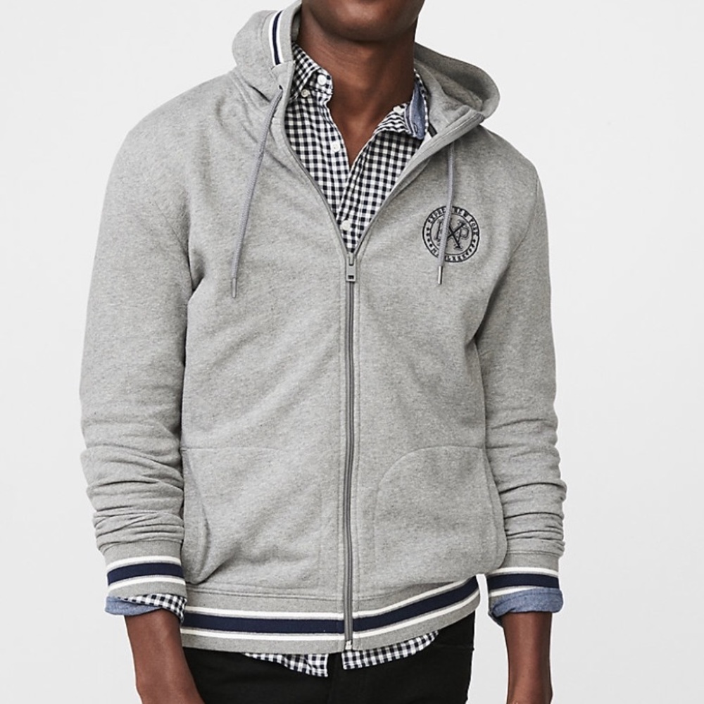 Express Patch Fleece Zip Front Hoodie